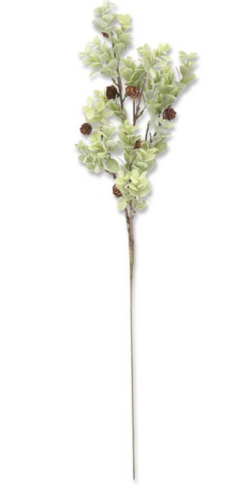 27 INCH POWERED EUCALYPTUS STEM W/MINI PINECONES