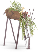 Load image into Gallery viewer, GLITTERED WOOD &amp; BROWN METAL DEER W/PINE (2 STYLES)