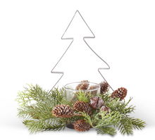 Load image into Gallery viewer, GLITTERED PINE &amp; METAL TREE/STAR CANDLEHOLDERS (2 STYLES)