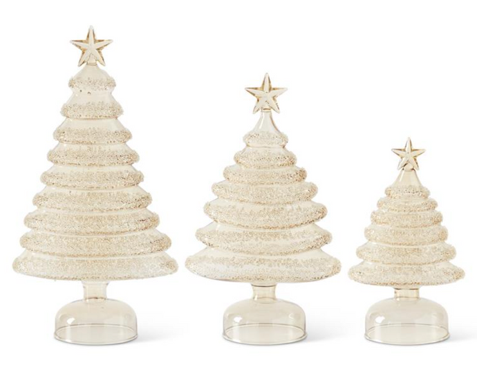 GOLD GLASS ICED LAYERS CHRISTMAS TREES