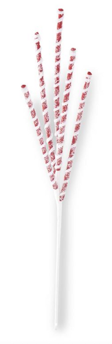 25 INCH GLITTERED RED & WHITE FLOCKED SPIRAL SPIKE SPRAY