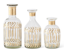 Load image into Gallery viewer, GOLD GILDED LEAF ETCHED CLEAR GLASS VASES