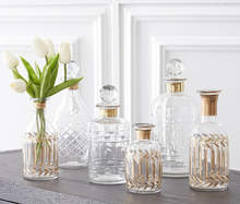 Load image into Gallery viewer, GOLD GILDED LEAF ETCHED CLEAR GLASS VASES