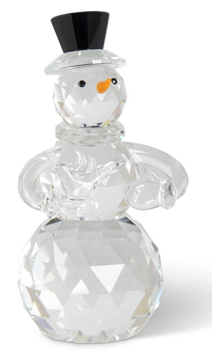 5 INCH CRYSTAL SNOWMAN W/CARROT NOSE & BLACK TOP HAT