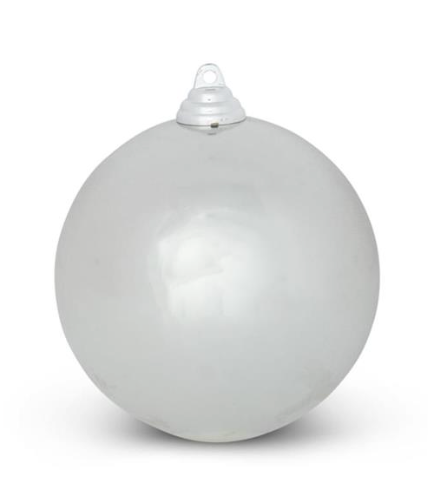 4.5 INCH SILVER SHINY SHATTERPROOF ROUND ORNAMENT