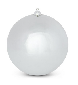 7.5 INCH SILVER SHINY SHATTERPROOF ROUND ORNAMENT