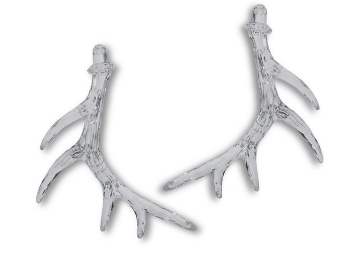 5.5 INCH CLEAR ACRYLIC ANTLER ORNAMENTS (2 STYLES)