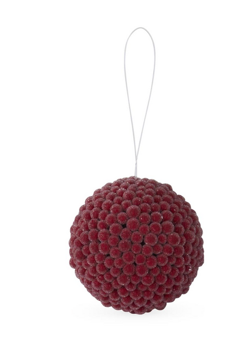 4.25 INCH ICY RED BERRY BALL ORNAMENT