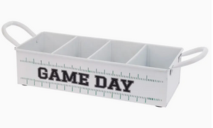 17" Long Game Day White Metal Caddy Football