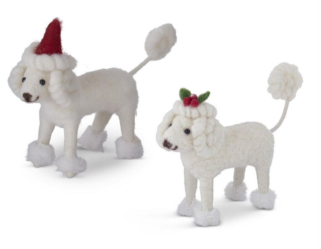 5 INCH WHITE WOOL DOGS (2 STYLES)