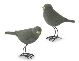 GREEN VELVET BIRDS W/GOLD BEAKS (2 STYLES)