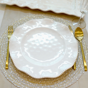 Perlette Cream Melamine Dinner Plate 11 in