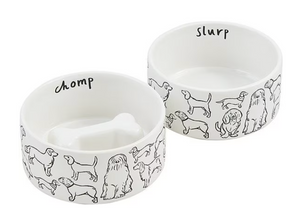 Slow Feeder Dog Bowl Set