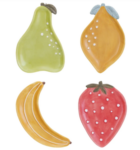 Embossed Stoneware Fruit Shaped Dish, 4 Styles