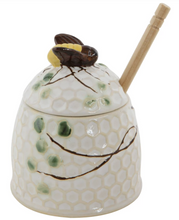 Load image into Gallery viewer, Hand-Painted Honey Jar with Honey Dipper, Set of 2