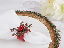 Load image into Gallery viewer, Holly Jingle Beaded Napkin Ring (Set of 4)