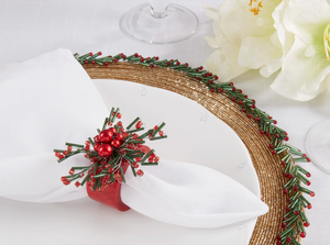 Holly Jingle Beaded Napkin Ring (Set of 4)