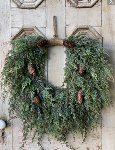 Silver Thread Cedar Wreath | 28"