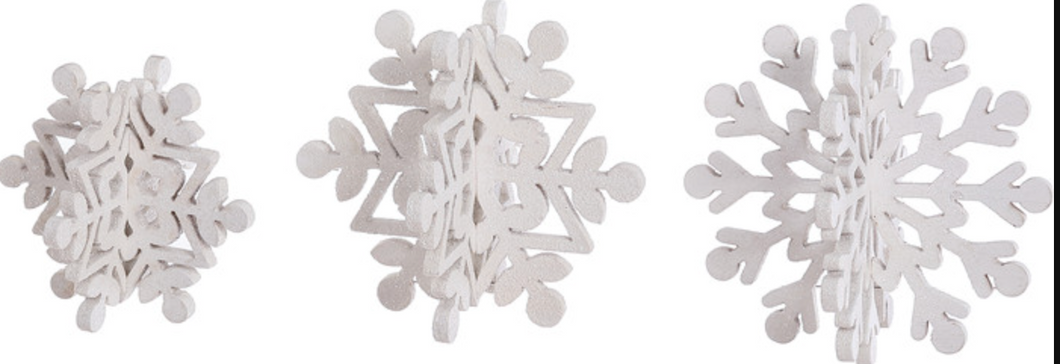 3D White Glitter Snowflake (3 Sizes)