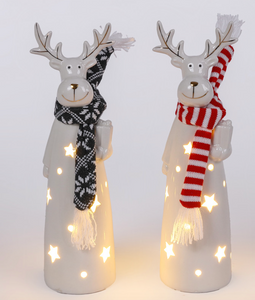 Medium Light up Ceramic Moose w/ Scarf (2 Sizes)