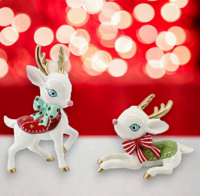 White Retro Deer w/ Bow (2 Styles)