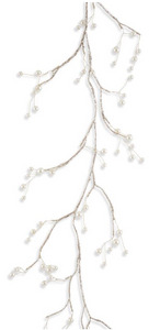 65 Inch Gold Glittered Twig Garland w/Pearls