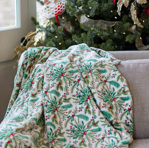 Holly Jolly Throw Green/Red/White 50x60