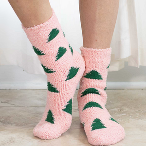 Women's Christmas Tree Snuggle Socks Pink/Green One Size