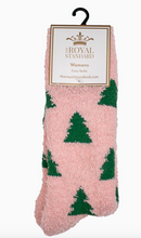 Load image into Gallery viewer, Women&#39;s Christmas Tree Snuggle Socks Pink/Green One Size