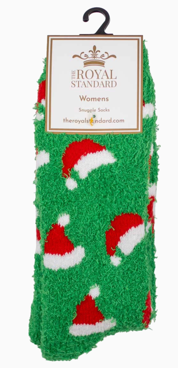 Women's Santa Hat Snuggle Socks Green/Red/White One Size