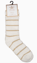 Load image into Gallery viewer, Women&#39;s Stripe Snuggle Socks Off White/Cream One Size