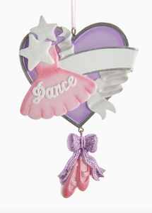 4.5" Resin "Dance" Ballet Heart Ornament