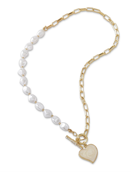 Pearl Necklace w/Heart