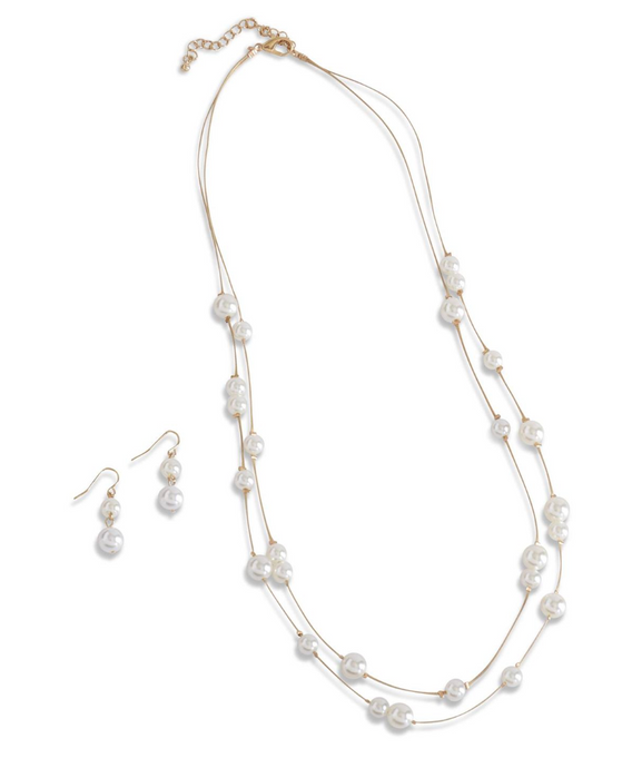 Pearl on Thread Necklace Set