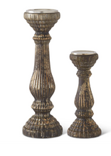 Load image into Gallery viewer, Gold &amp; Black Mercury Glass Candleholders