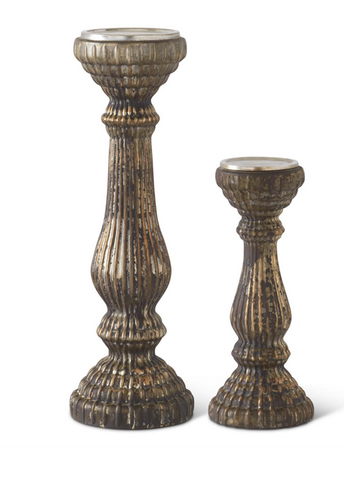 Gold & Black Mercury Glass Candleholders