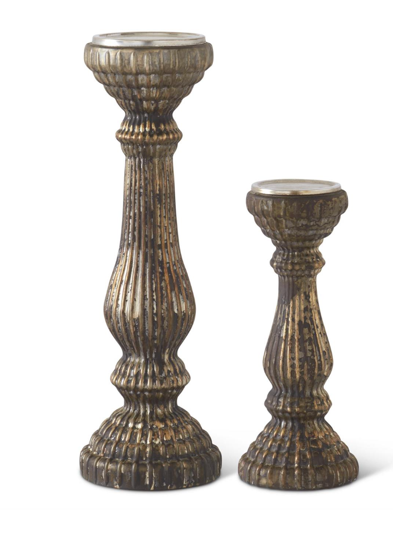 Gold & Black Mercury Glass Candleholders