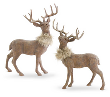 Load image into Gallery viewer, Standing Rust Resin Burlap Deer w/Fur Collar (2 Styles)