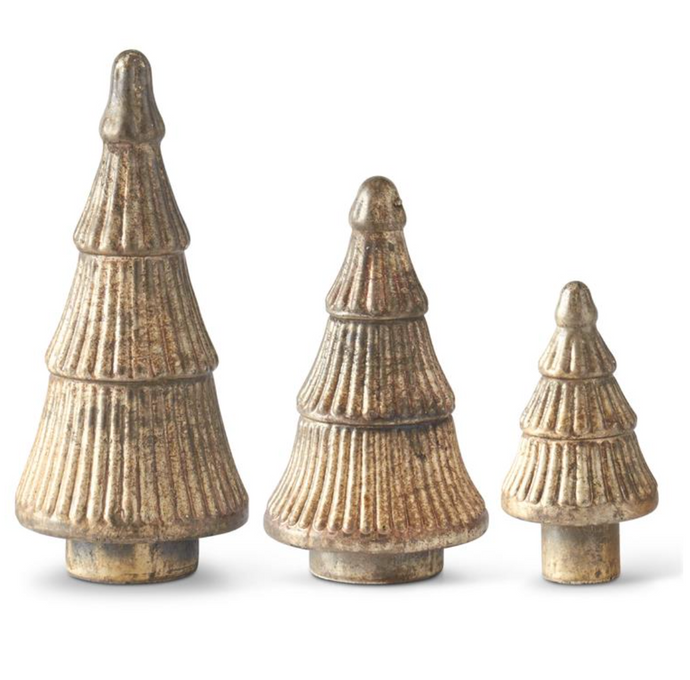 Rust Gold Mercury Glass Christmas Trees