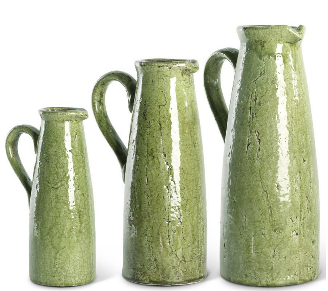 Green Ceramic Crackled Pitcher