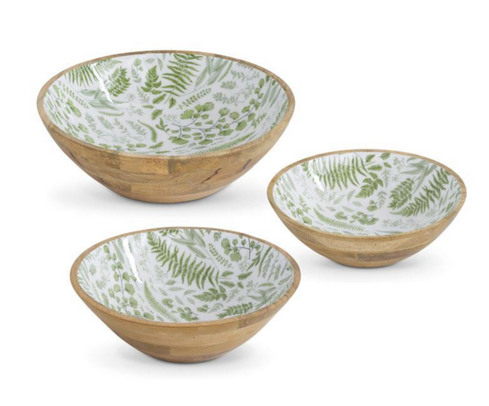 Fern Enameled Wood Bowl