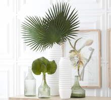 Load image into Gallery viewer, Transparent Green Glass Vertical Ribbed Vases