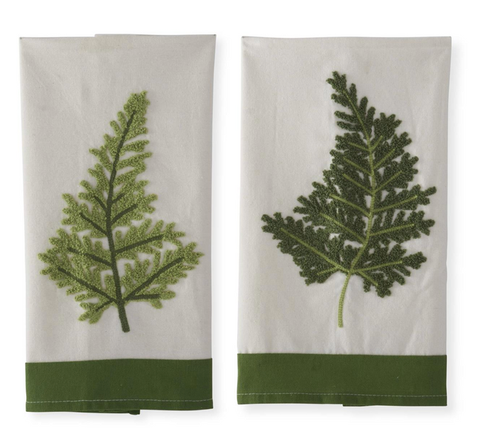 28 Inch Embroidered Fern Guest Towels (2 Styles)