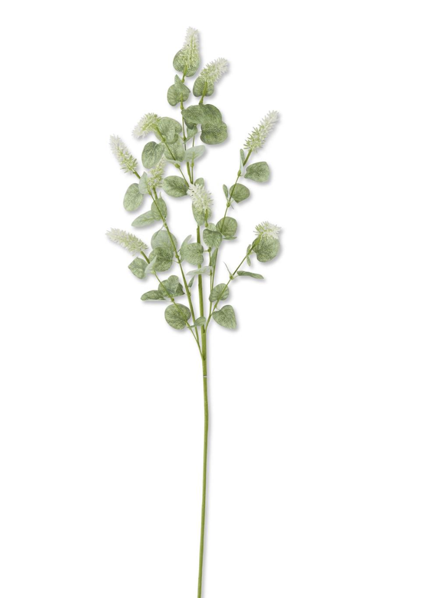 35 Inch Cream Lavender w/Eucalyptus Leaves Stem
