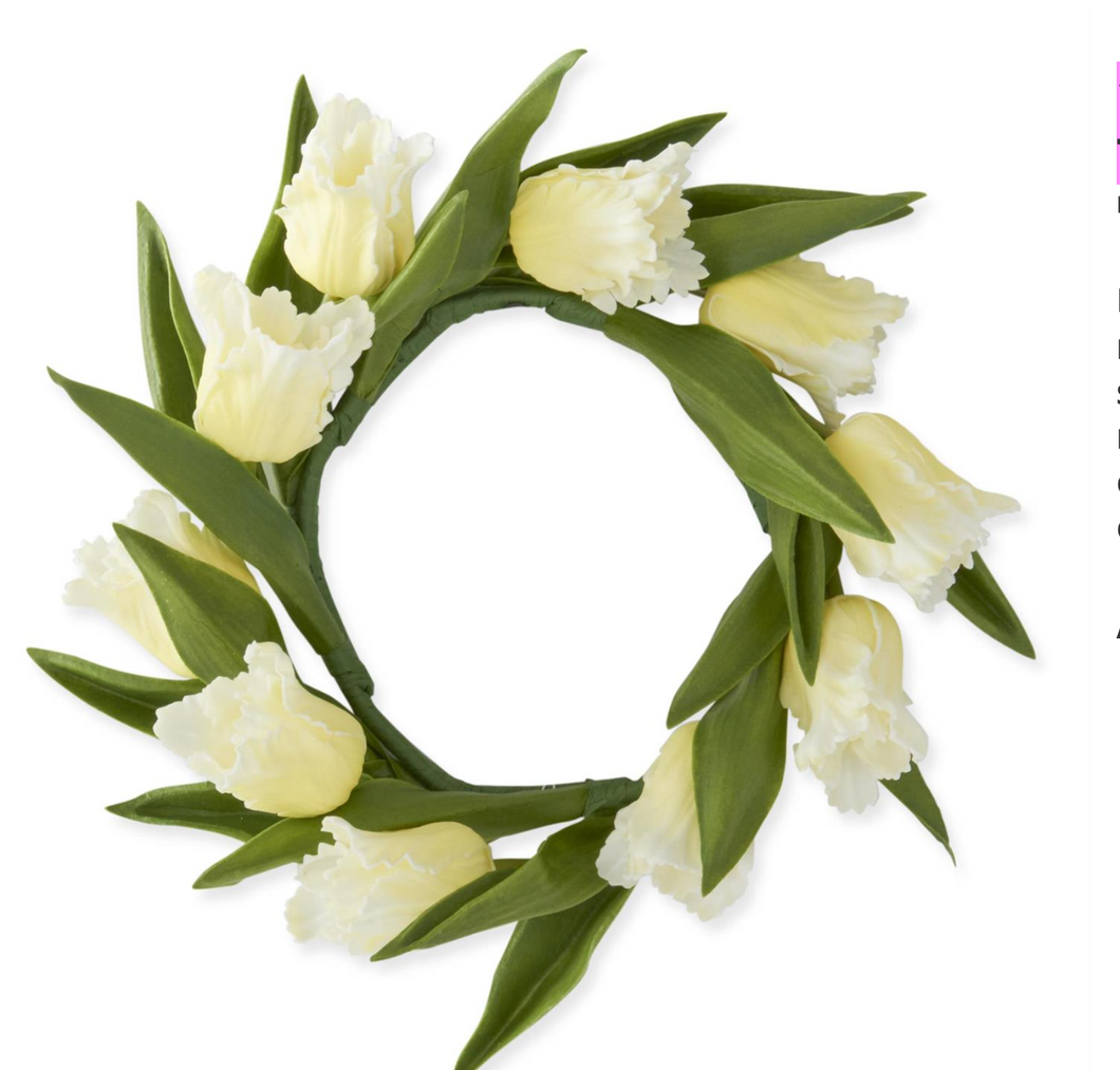 10 Inch Yellow Real Touch Parrot Tulip Candle Ring (4.75Dia.)