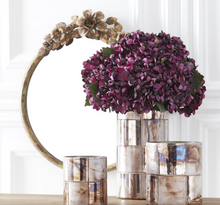 Load image into Gallery viewer, 17.25 Inch Rustic Metal Flower Topped Green Brown &amp; Gold Round Mirror