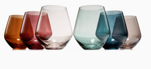 Load image into Gallery viewer, Pastel Colored Stemless Crystal Wine Glasses