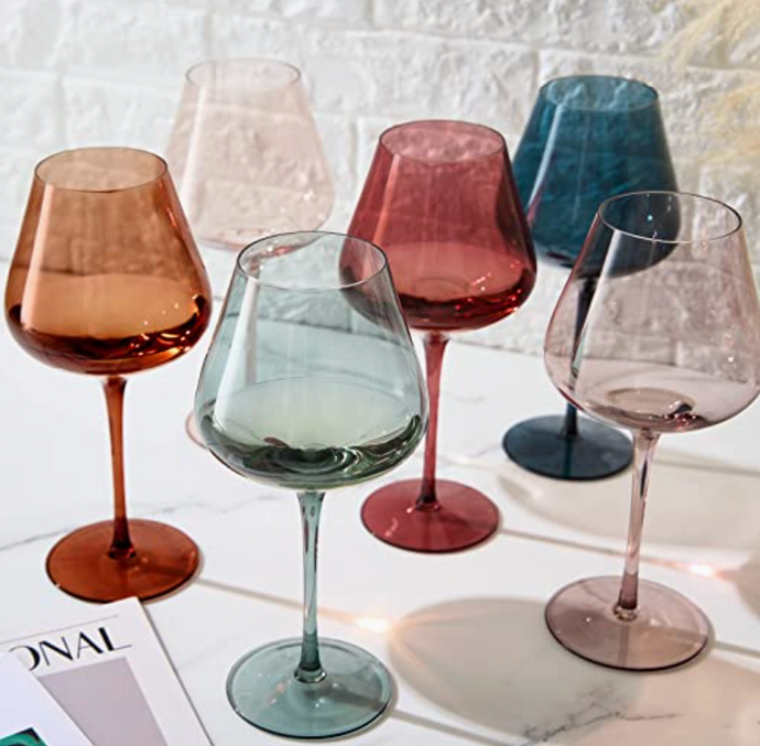 Pastel Large Colored Crystal Wine Glass