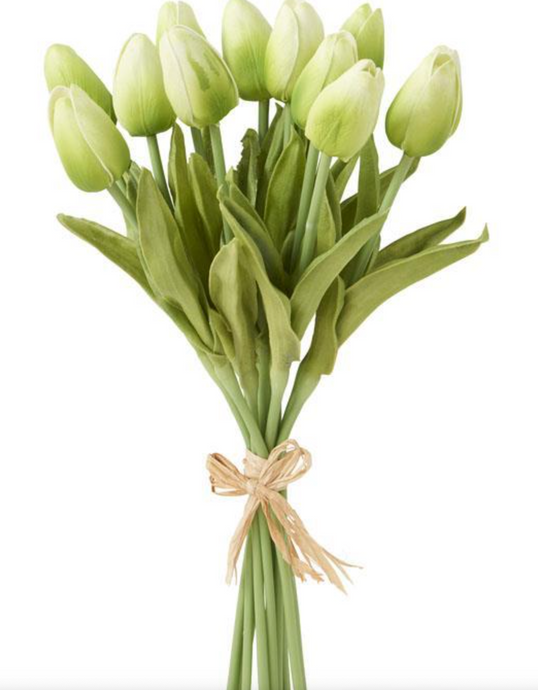 13 Inch Green Real Touch Mini Tulip Bundle (12 Stems)