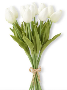13 Inch White Real Touch Mini Tulip Bundle (12 Stems)